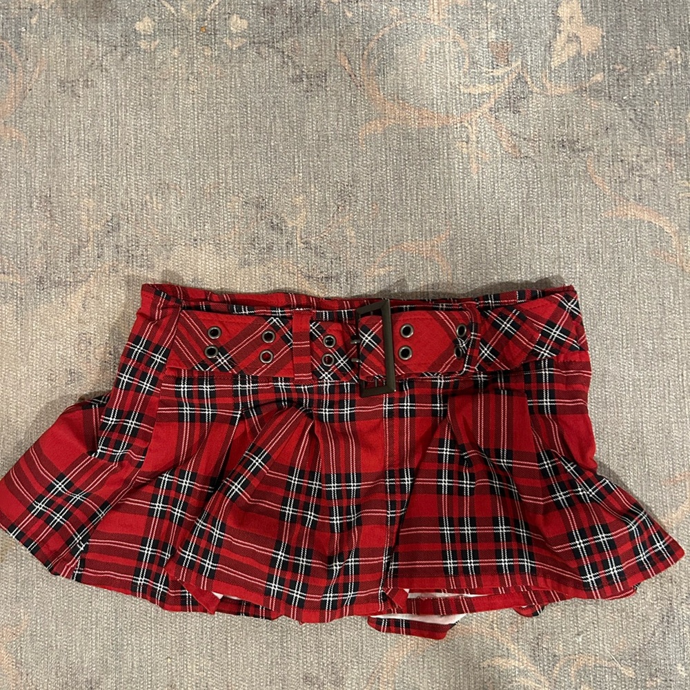 Fashion Nova Red Plaid Micro Skirt
